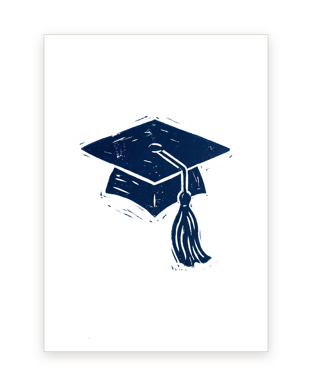 Congratulations card with a linocut graduation cap