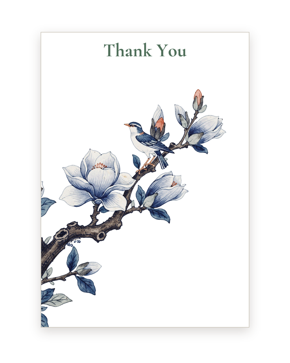 Thank You card with a chinoiserie magnolia branch