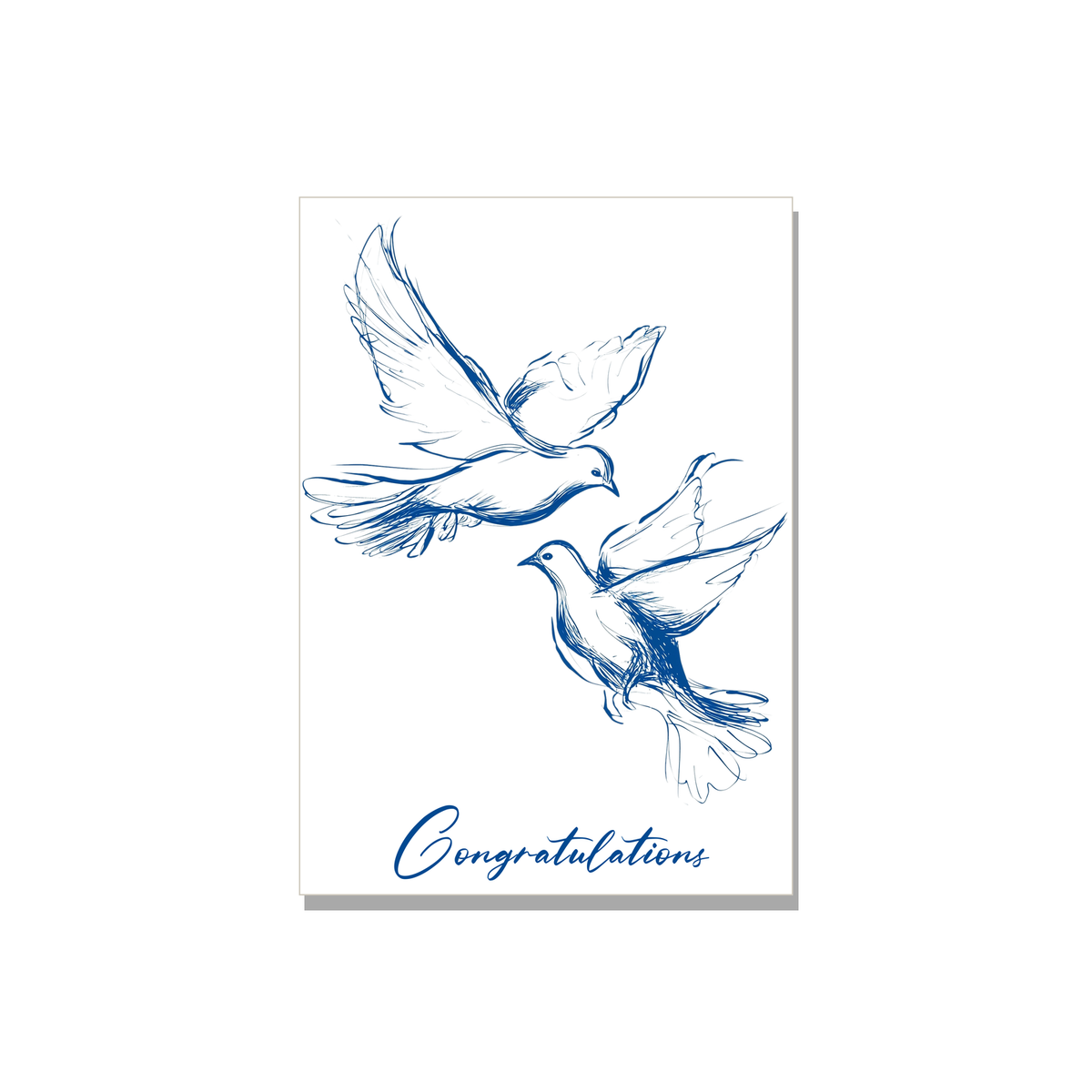 Doves Wedding Card in Ink Line Art