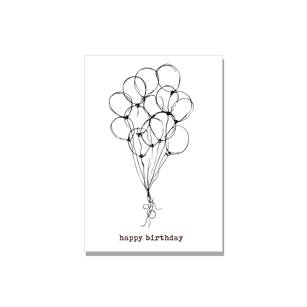 Balloons Birthday Card in Ink Line Art