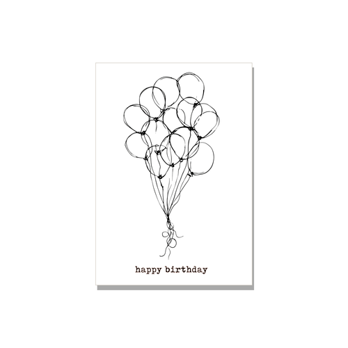 Balloons Birthday Card in Ink Line Art