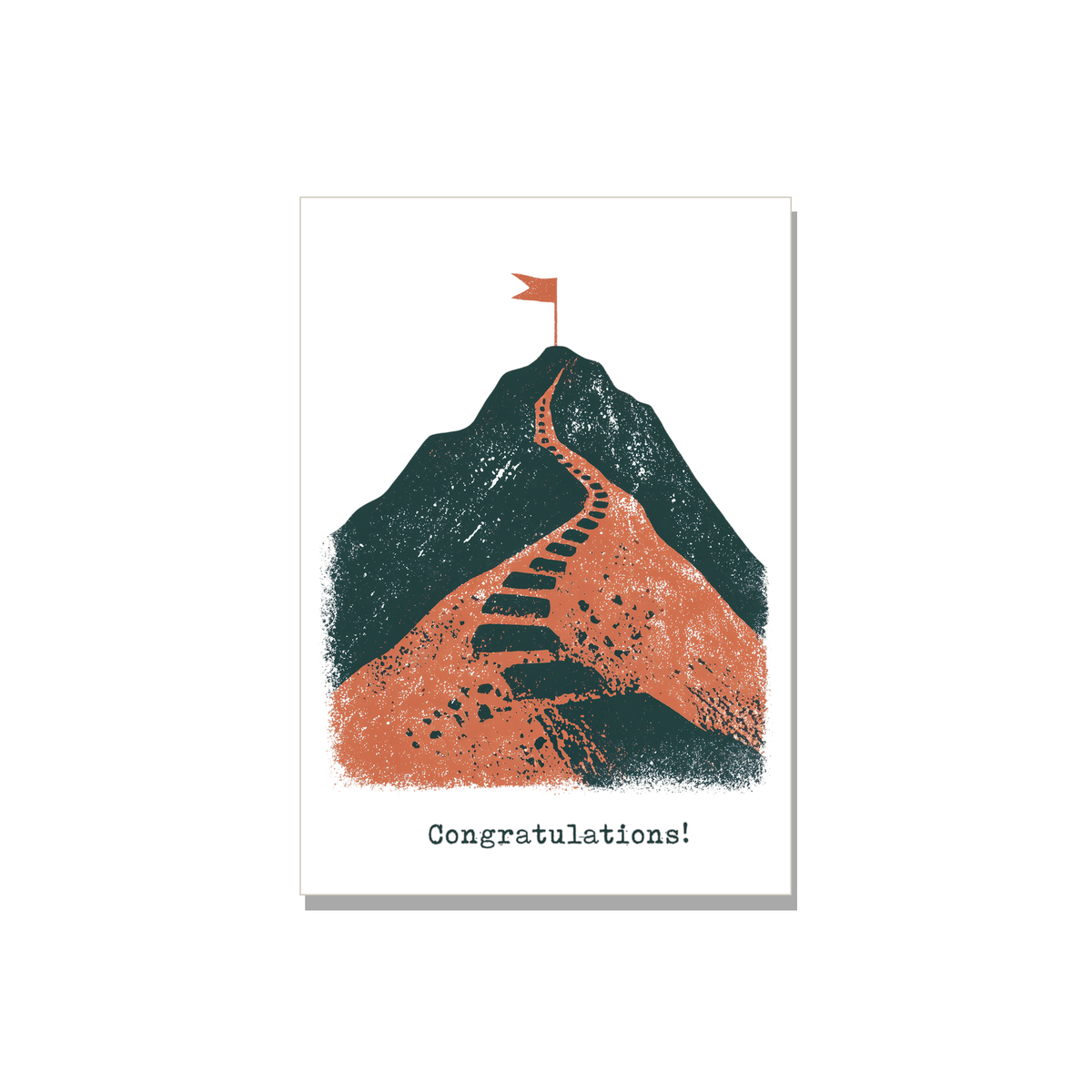 Summit Flag Congratulations Card in Linocut