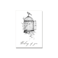 Open Birdcage Thinking of You Card in Ink Line Art