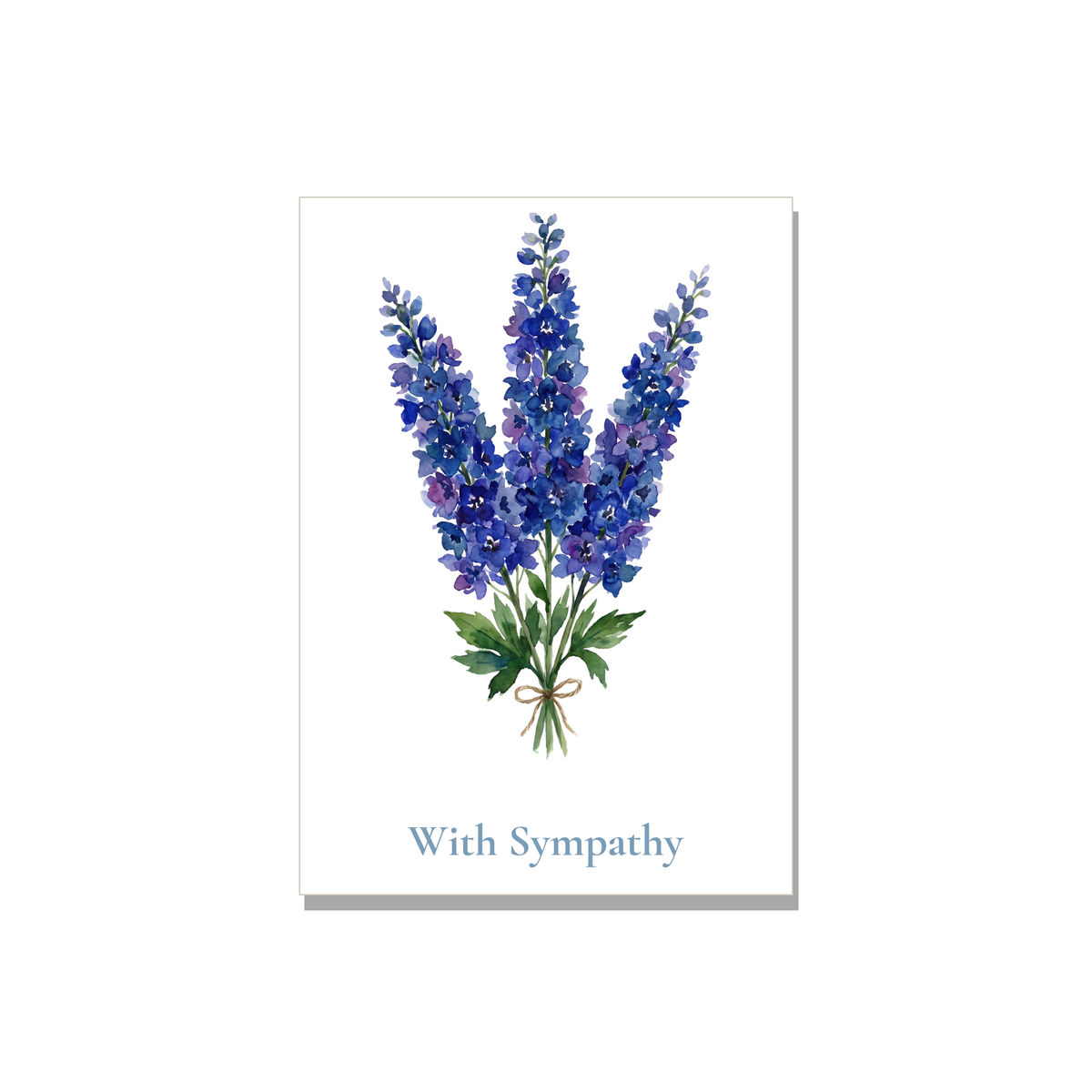 Sympathy greeting card - Delphinium in Watercolor, blank inside