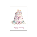 Elegant Birthday Cake Card in Colored Pencil