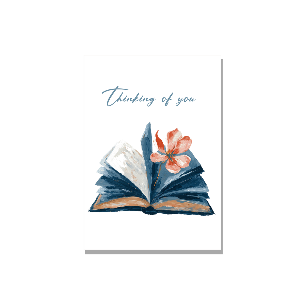 Open Book Thinking of You Card in Gouache