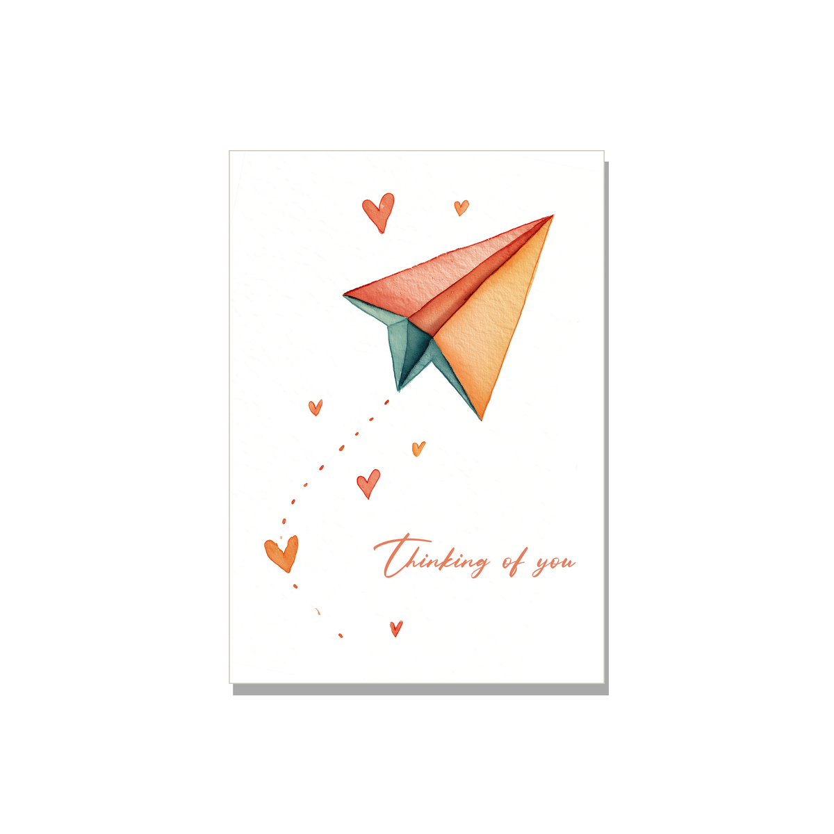 Paper Airplane Thinking of You Card in Watercolor