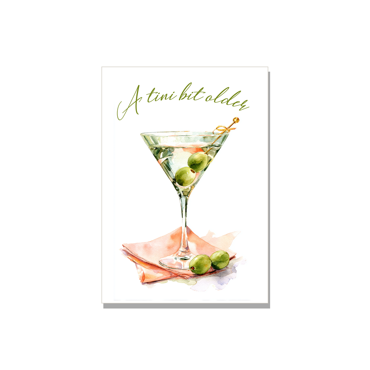 A Tini Bit Older Funny Birthday Card in Watercolor