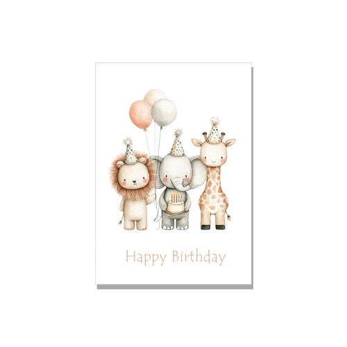 Animal Friends Birthday Card in Watercolor