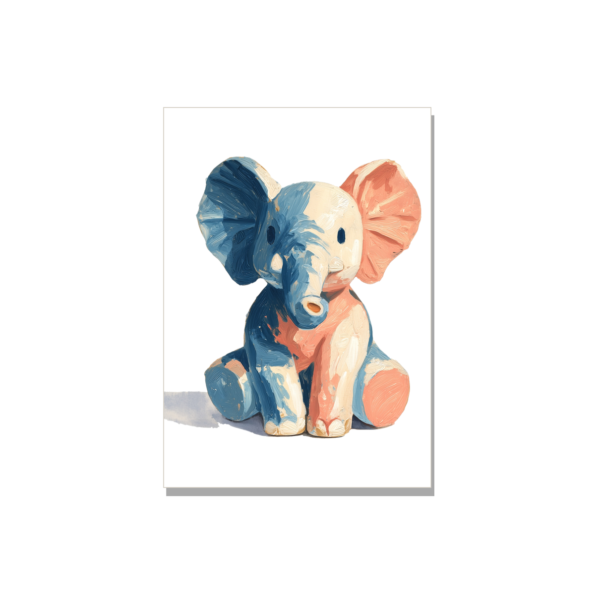 Toy Elephant New Baby Card in Gouache