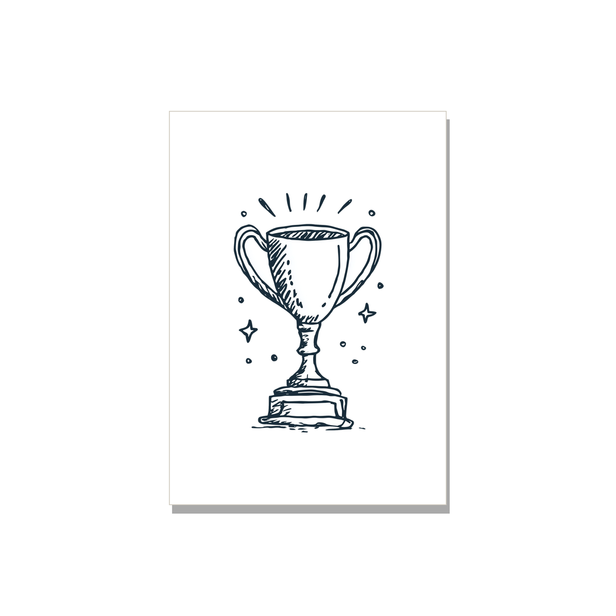 Trophy Congratulations Card in Ink Line Art