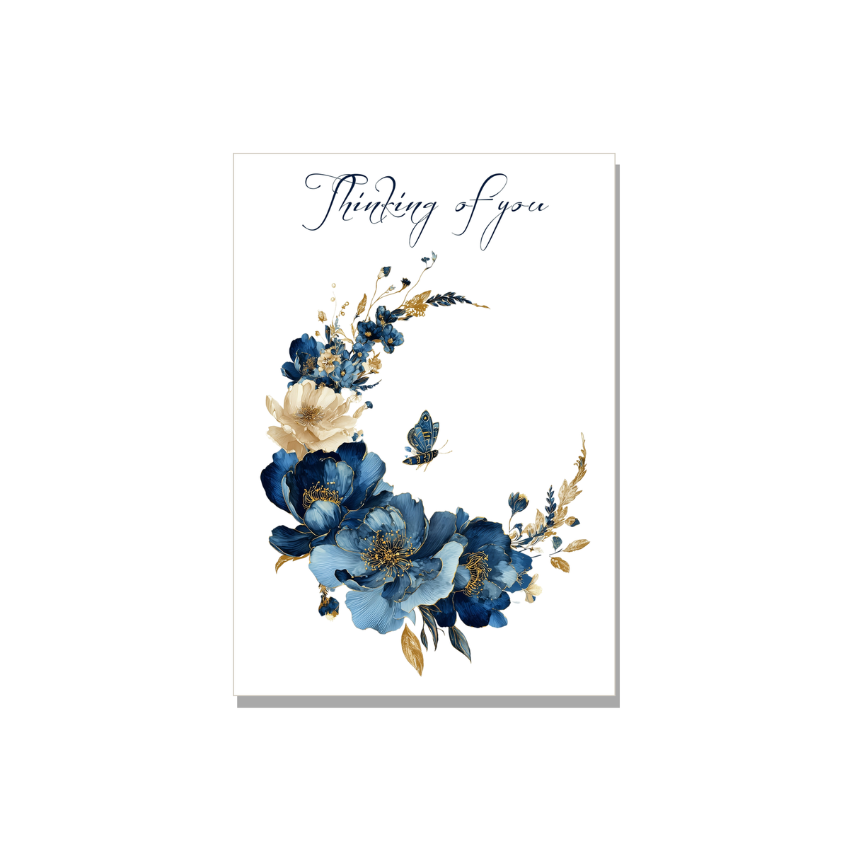 Chinoiserie Moon Thinking of You Card in Botanical illustration