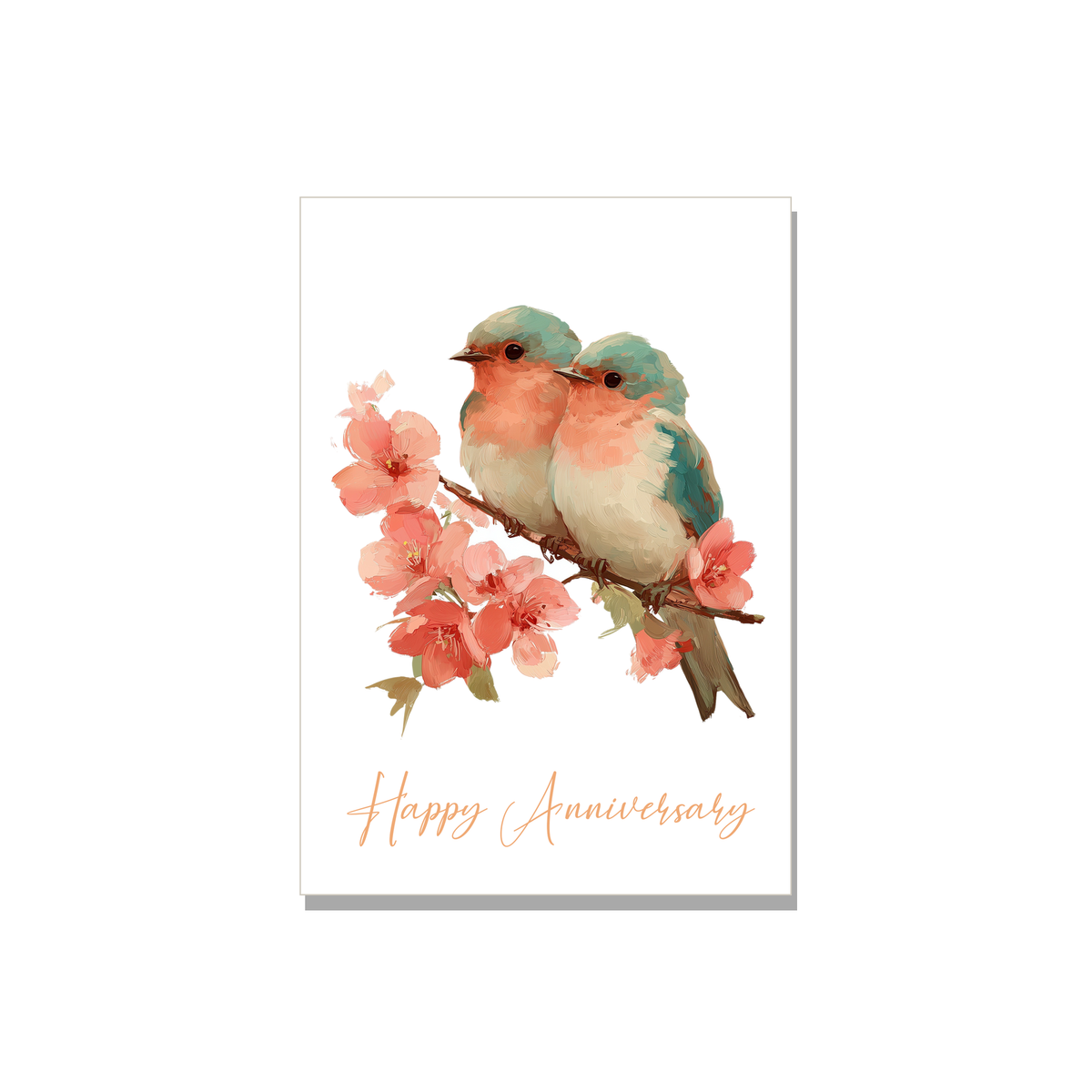 Lovebirds Anniversary Card in Gouache