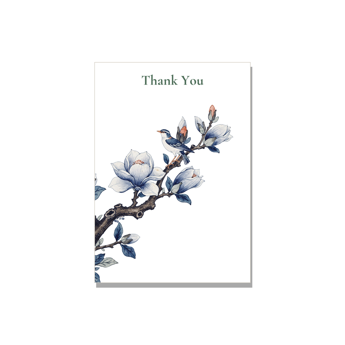 Thank You greeting card - Chinoiserie Magnolia in Botanical, blank inside