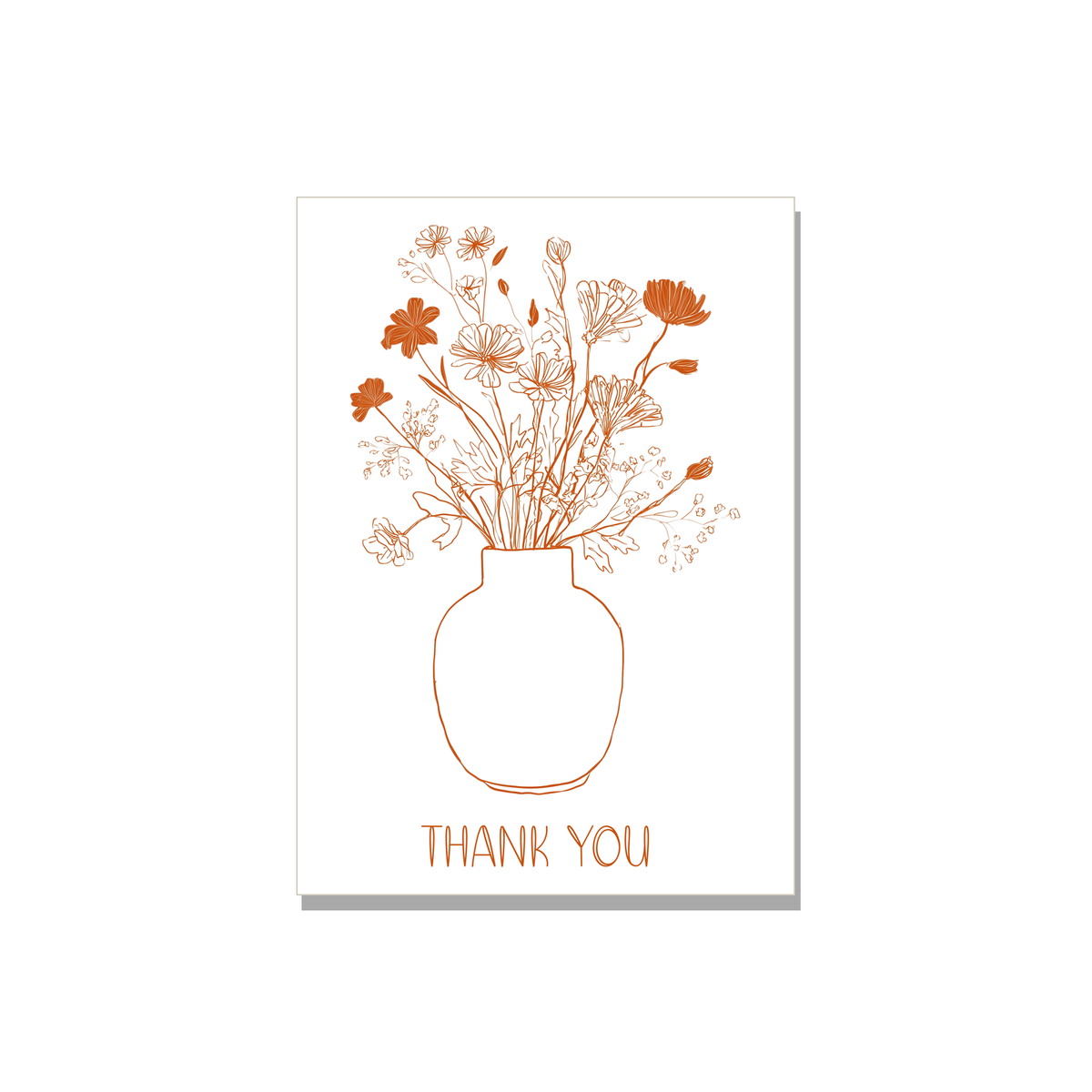 Flower Vase Thank You Card in Ink Line Art