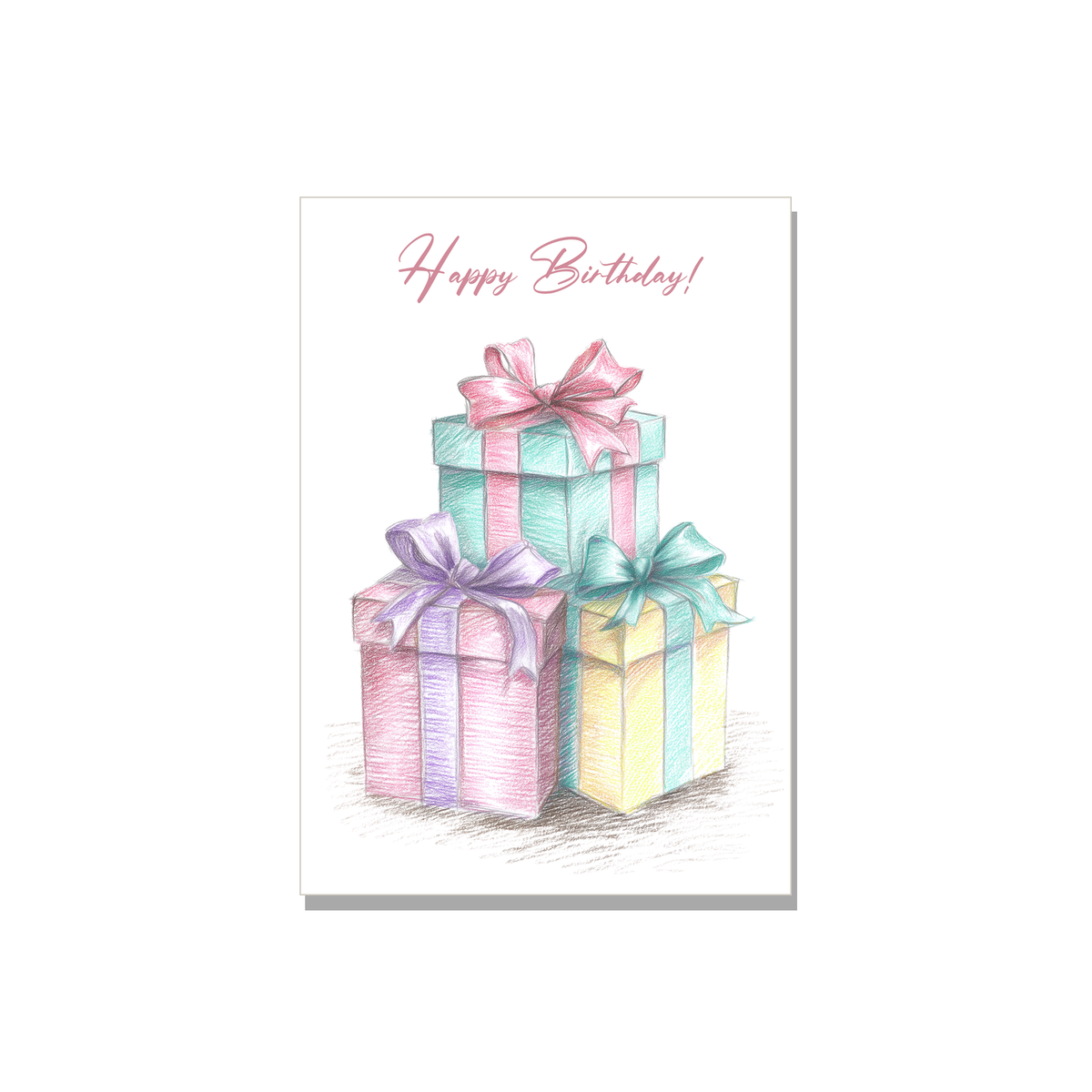 Gift Boxes Birthday Card in Colored Pencil