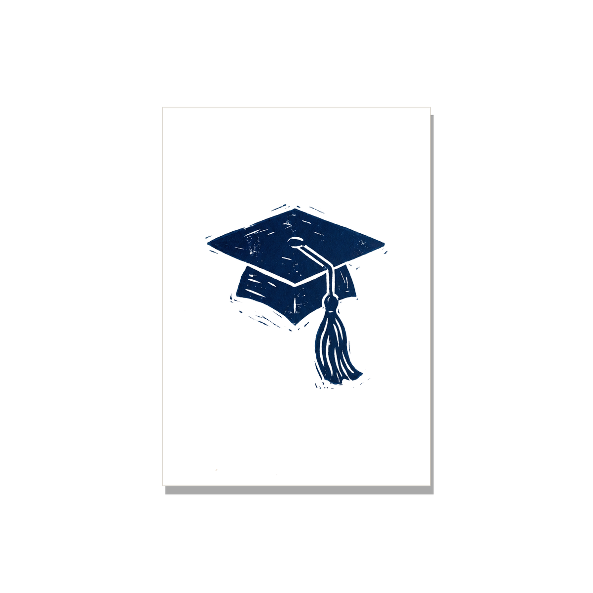Congratulations greeting card - Graduation Cap in Linocut, blank inside