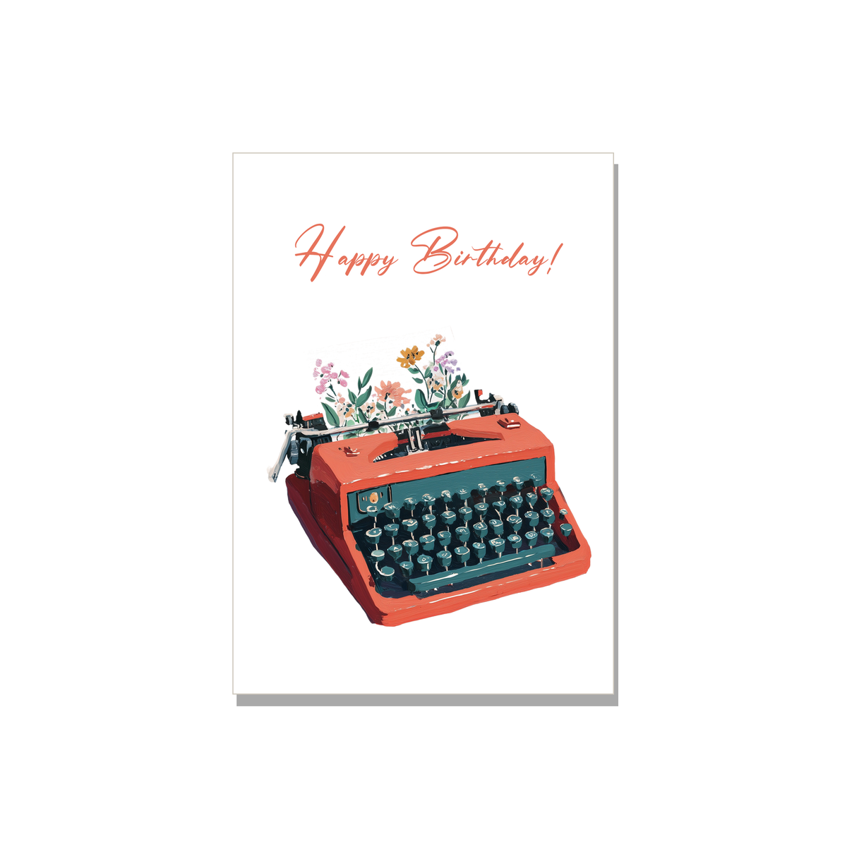Vintage Typewriter Birthday Card in Gouache
