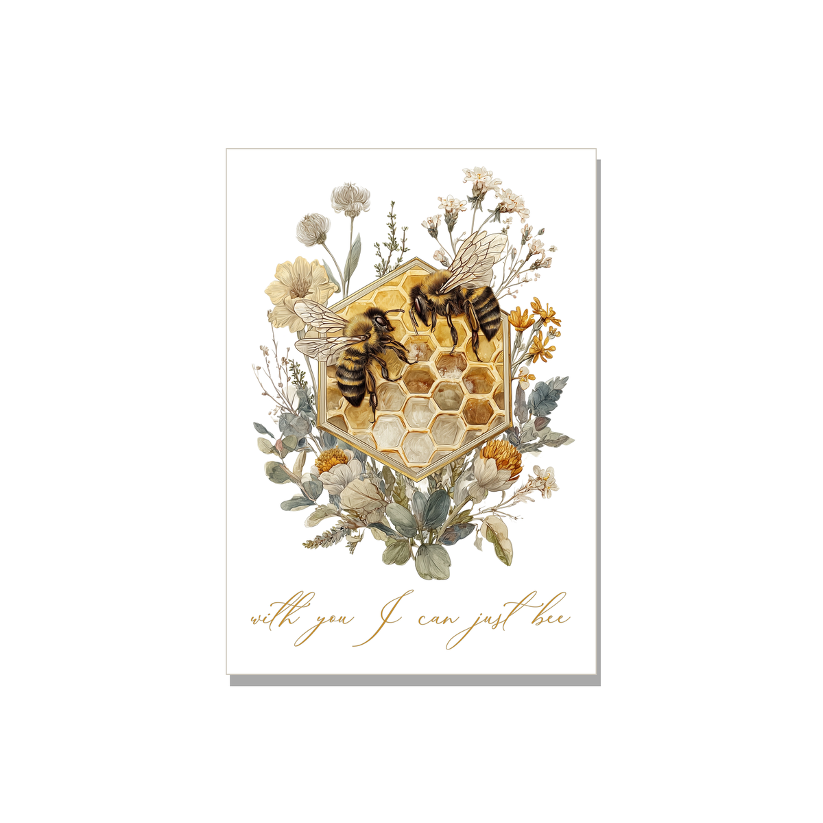 Honeycomb Anniversary Card in Botanical illustration