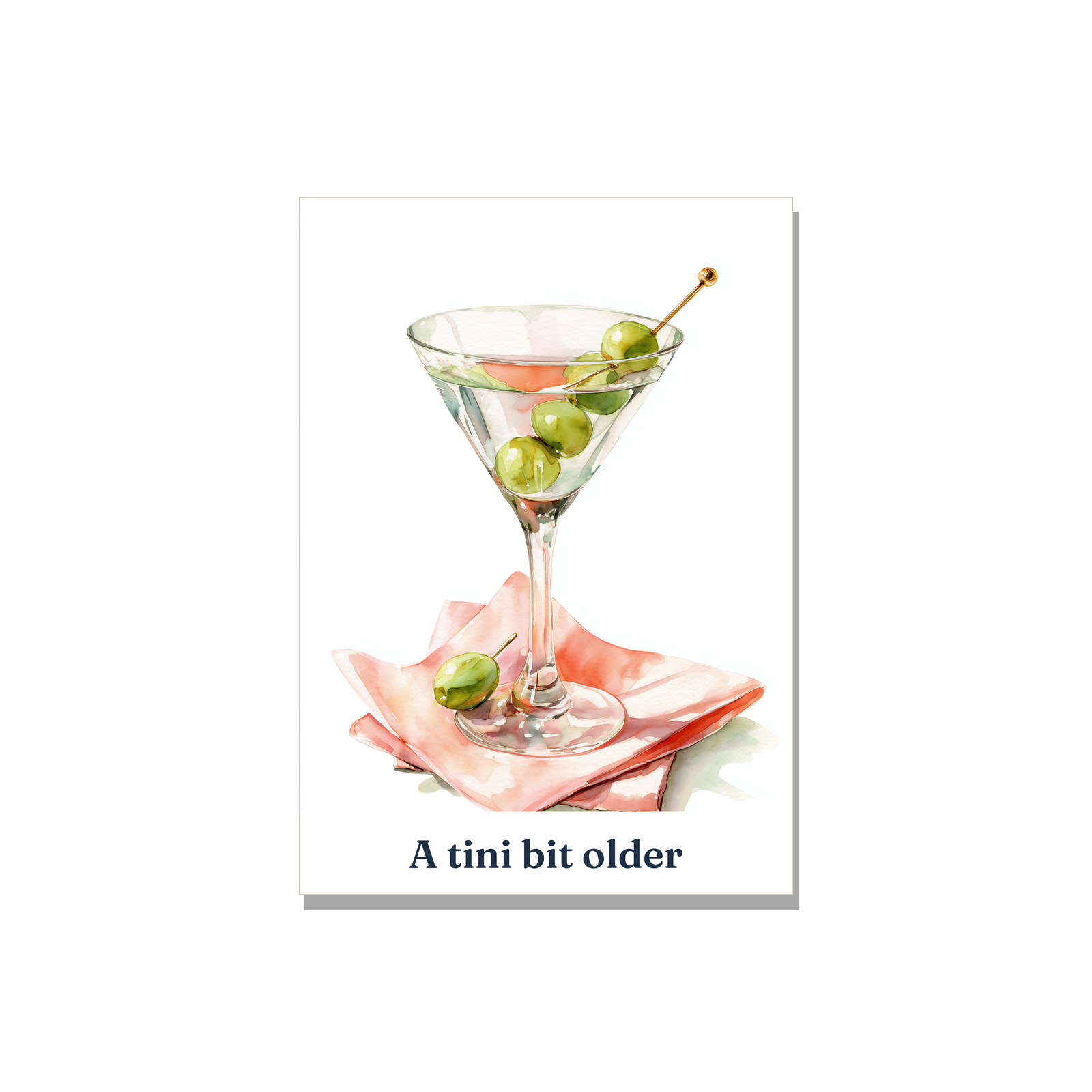 Birthday greeting card - A tini bit older in Watercolor, blank inside