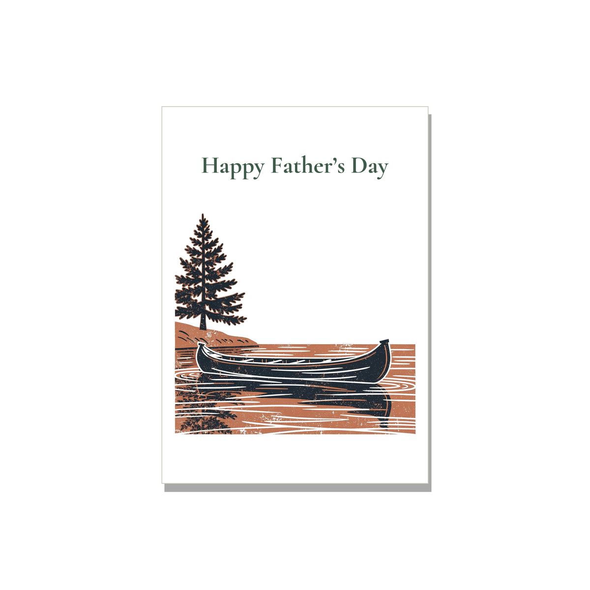 Father's Day greeting card - Canoe in Linocut, blank inside