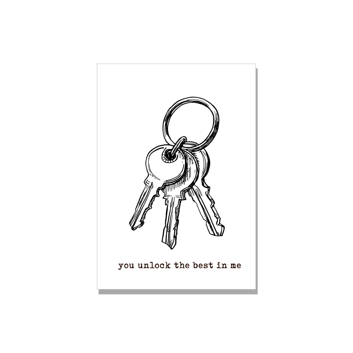 Keys Anniversary Card in Ink Line Art