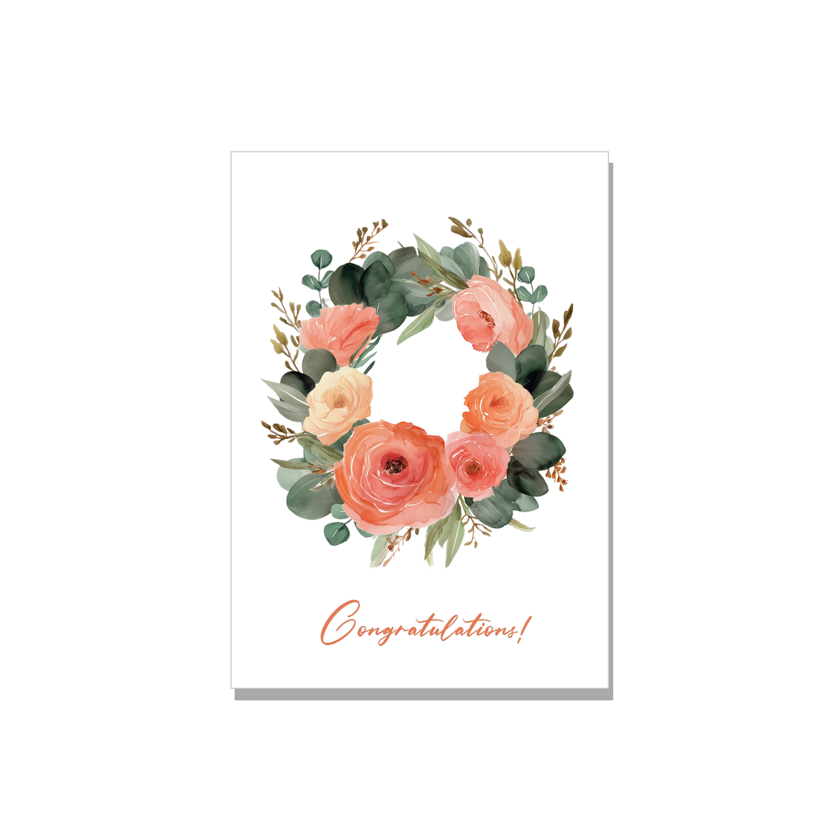 Floral Wreath Wedding Card in Gouache