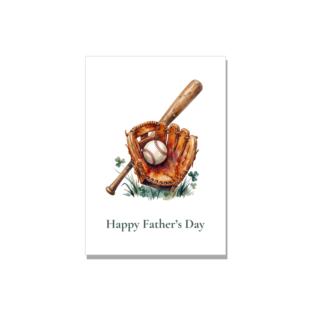 Father's Day greeting card - Baseball Glove in Watercolor, blank inside