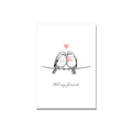 Anniversary greeting card - Birds on a Wire in Ink Line Art, blank inside