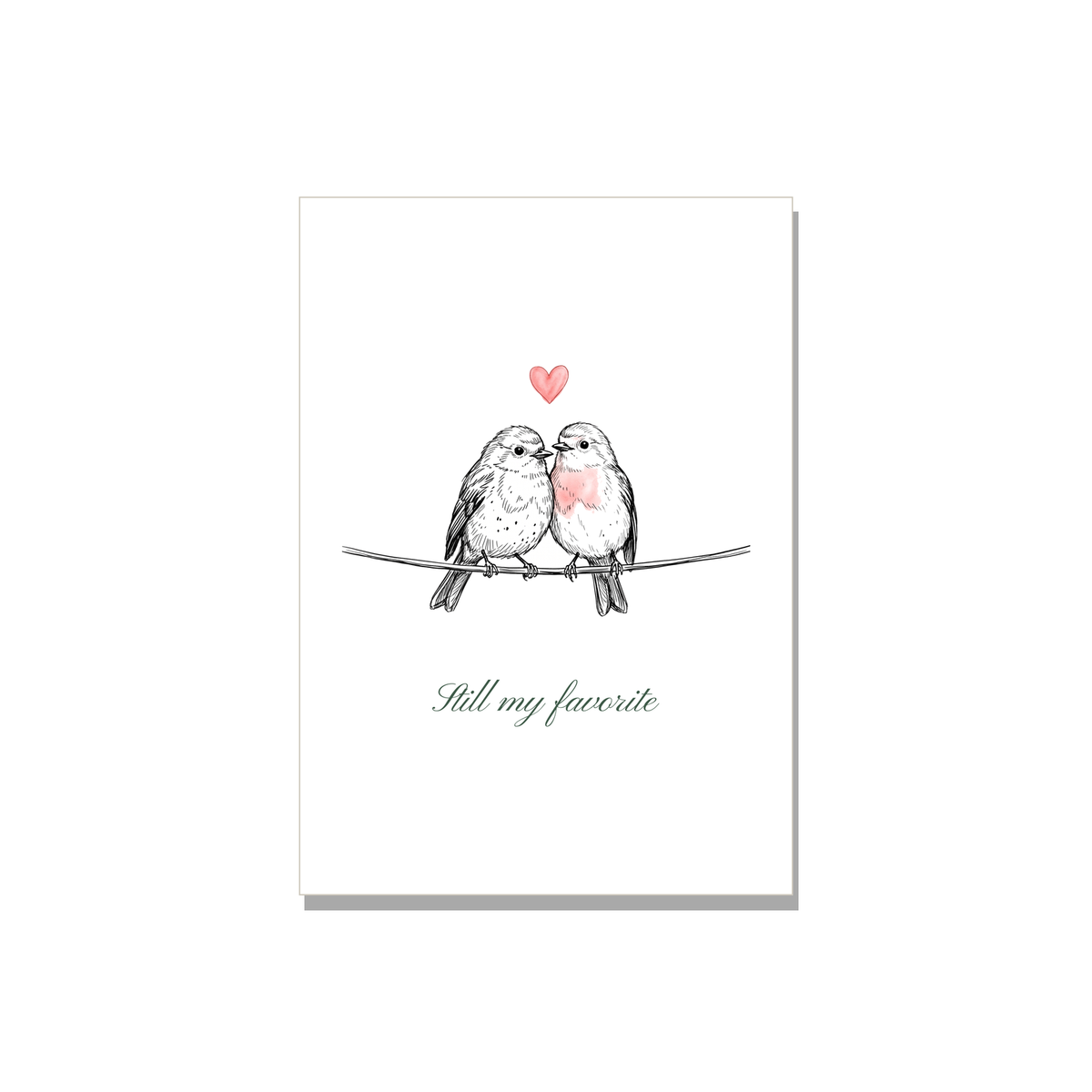 Anniversary greeting card - Birds on a Wire in Ink Line Art, blank inside