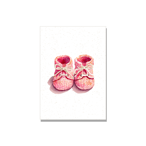 Baby greeting card - Blue Booties in Watercolor, blank inside