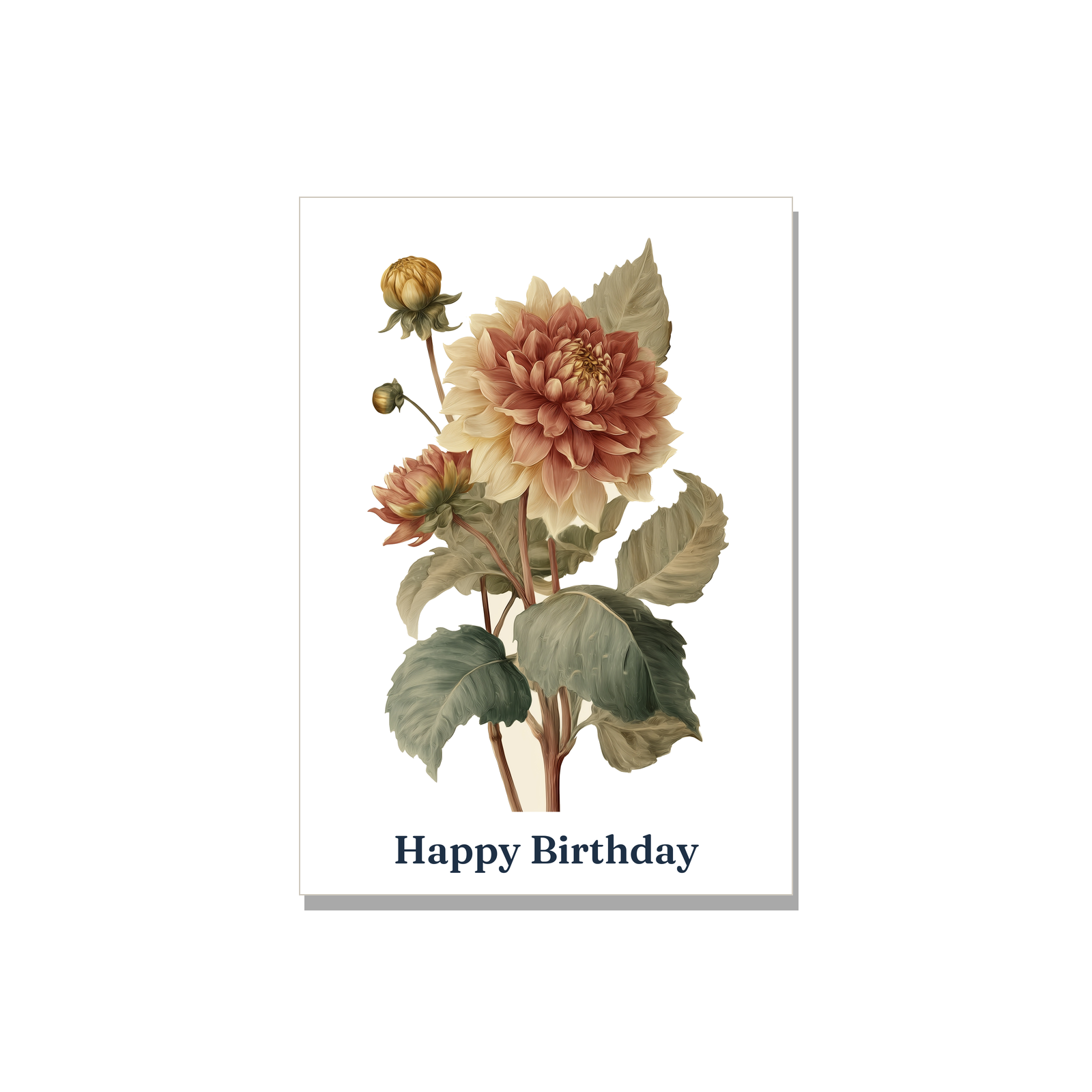 Birthday greeting card - Botanical Dahlia in Botanical, blank inside