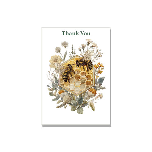 Thank You greeting card - Botanical Honeycomb in Botanical, blank inside