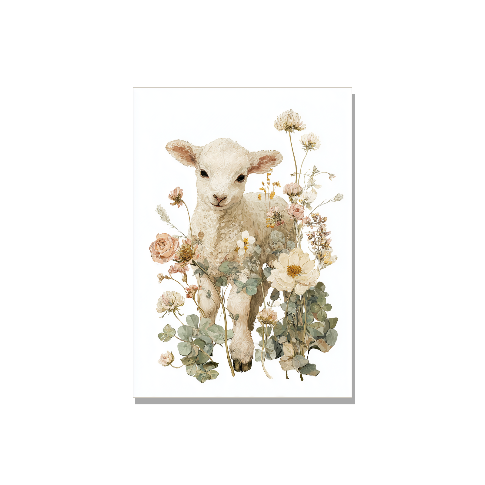 Baby greeting card - Botanical Lamb in Botanical, blank inside