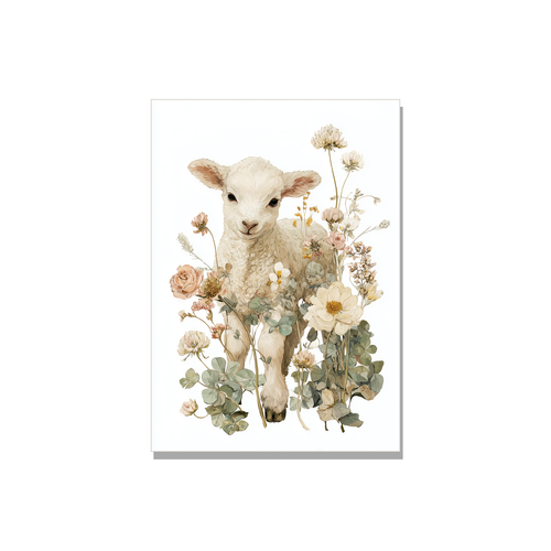 Baby greeting card - Botanical Lamb in Botanical, blank inside