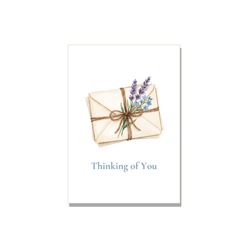 Thinking of You greeting card - Bundle of Letters in Watercolor, blank inside