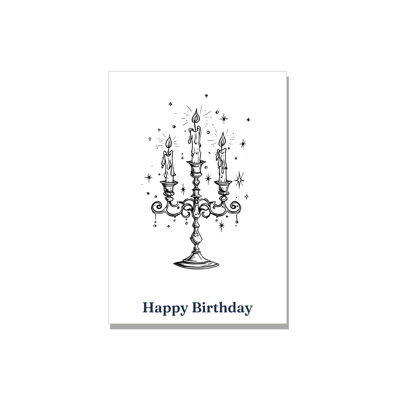 Birthday greeting card - Candelabra in Ink Line Art, blank inside