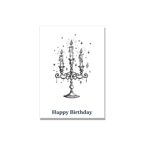 Birthday greeting card - Candelabra in Ink Line Art, blank inside