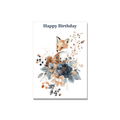 Birthday greeting card - Chinoiserie Fox in Botanical, blank inside