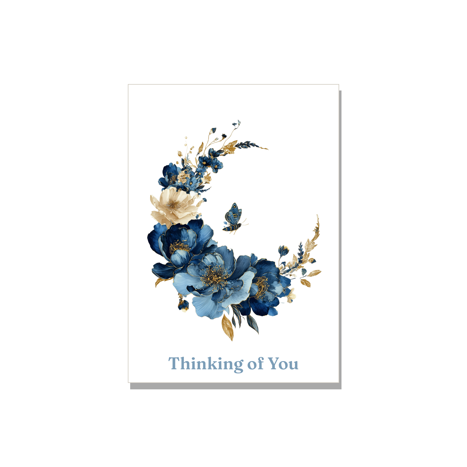 Thinking of You greeting card - Chinoiserie Moon in Botanical, blank inside