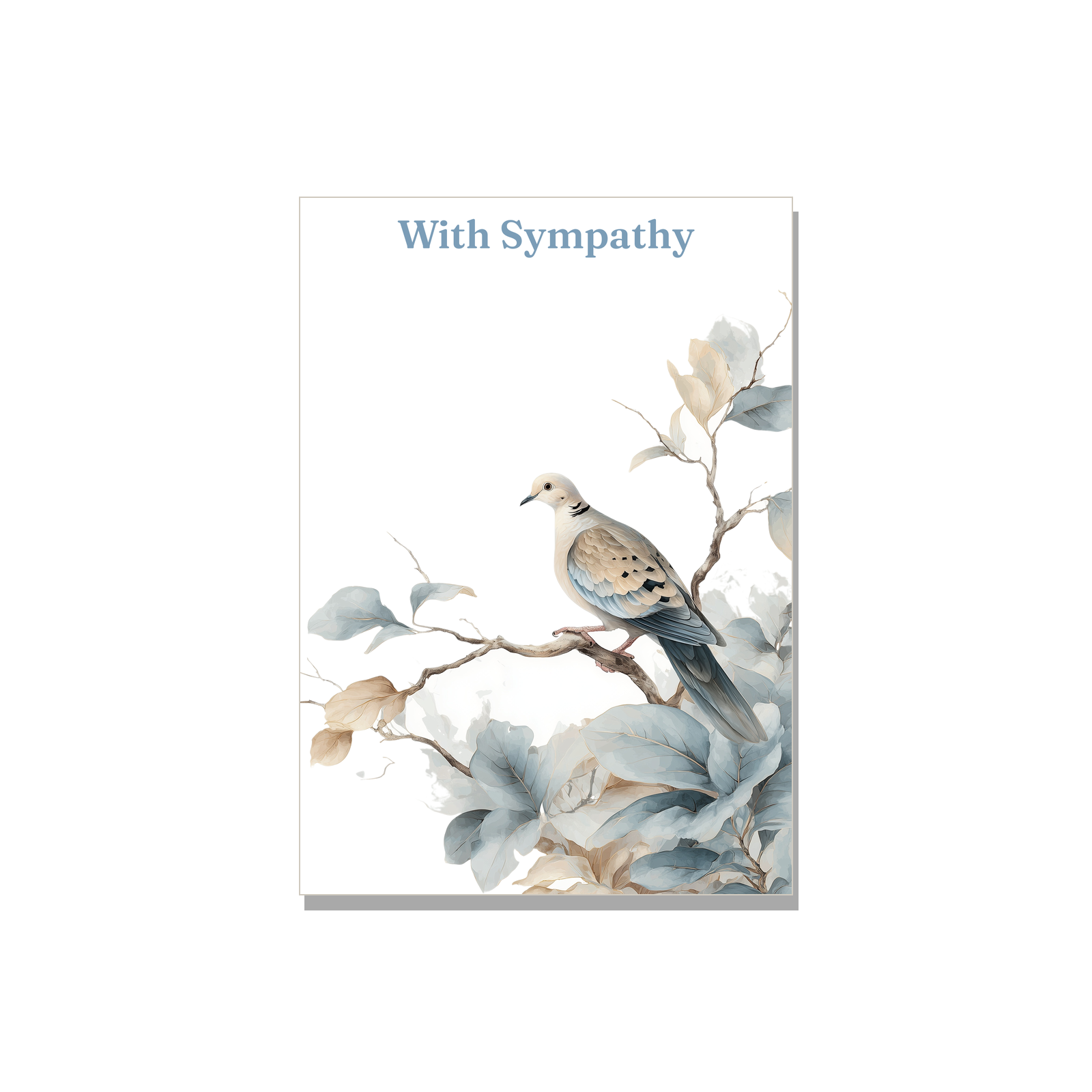 Sympathy greeting card - Chinoiserie Mourning Dove in Botanical, blank inside