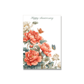 Anniversary greeting card - Chinoiserie Peonies in Botanical, blank inside