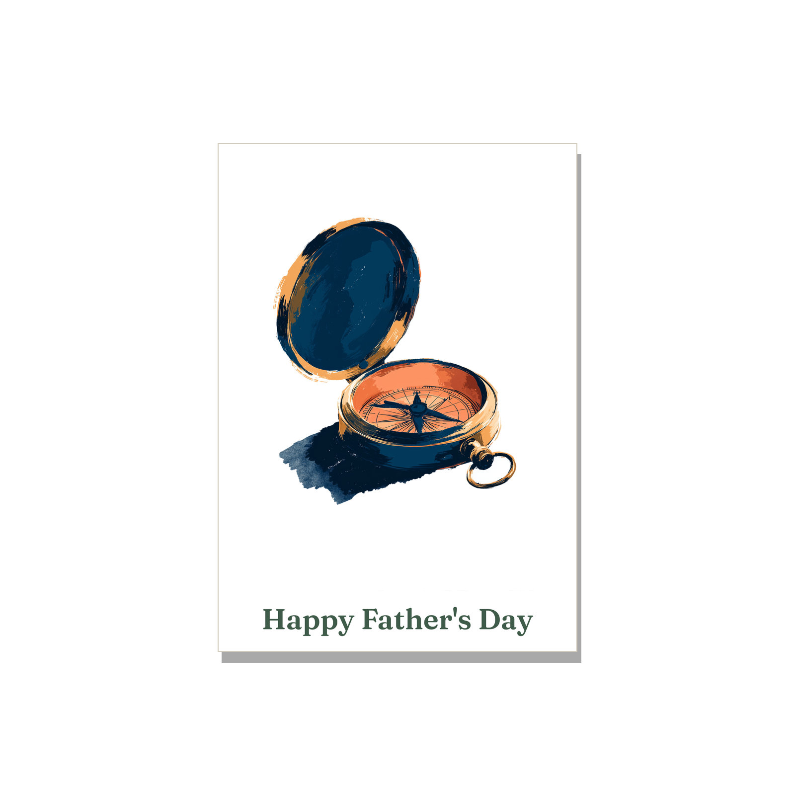 Father's Day greeting card - Compass in Gouache, blank inside