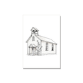 Wedding greeting card - Country Chapel in Ink Line Art, blank inside