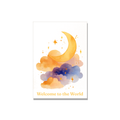 Baby greeting card - Crescent Moon in Watercolor, blank inside