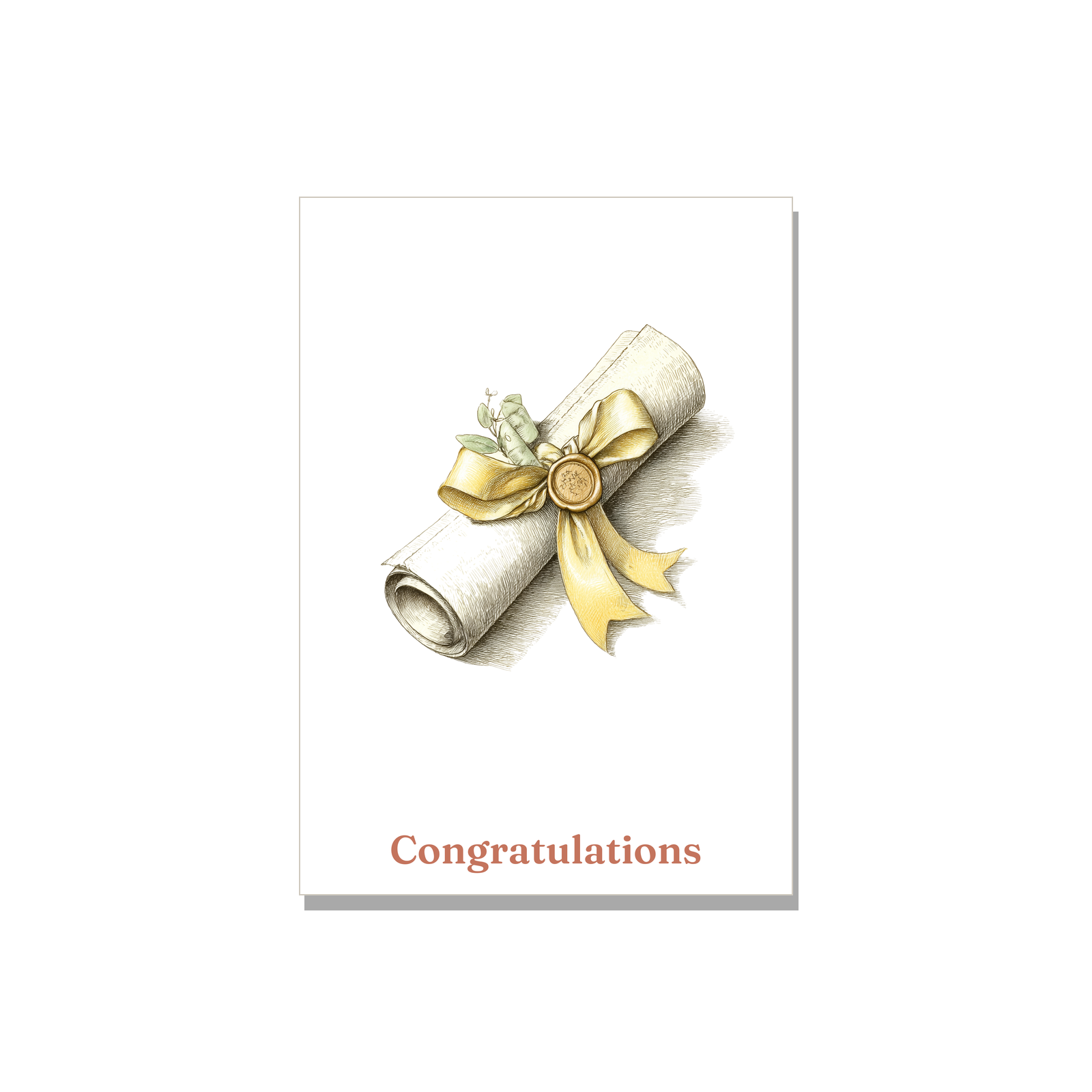 Congratulations greeting card - Diploma Scroll in Colored Pencil, blank inside