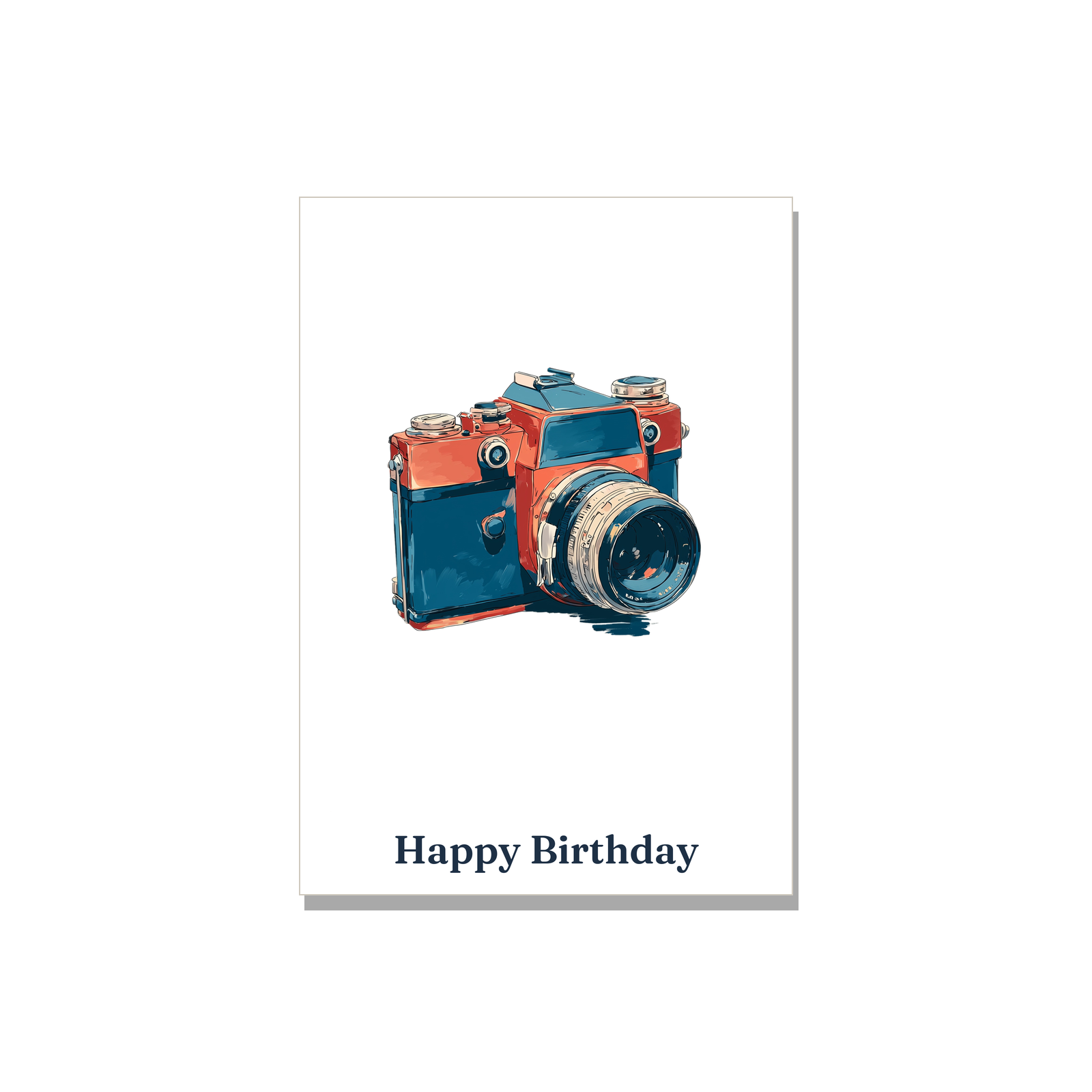 Birthday greeting card - Film Camera in Gouache, blank inside