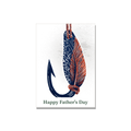 Father's Day greeting card - Fishing Hook in Linocut, blank inside