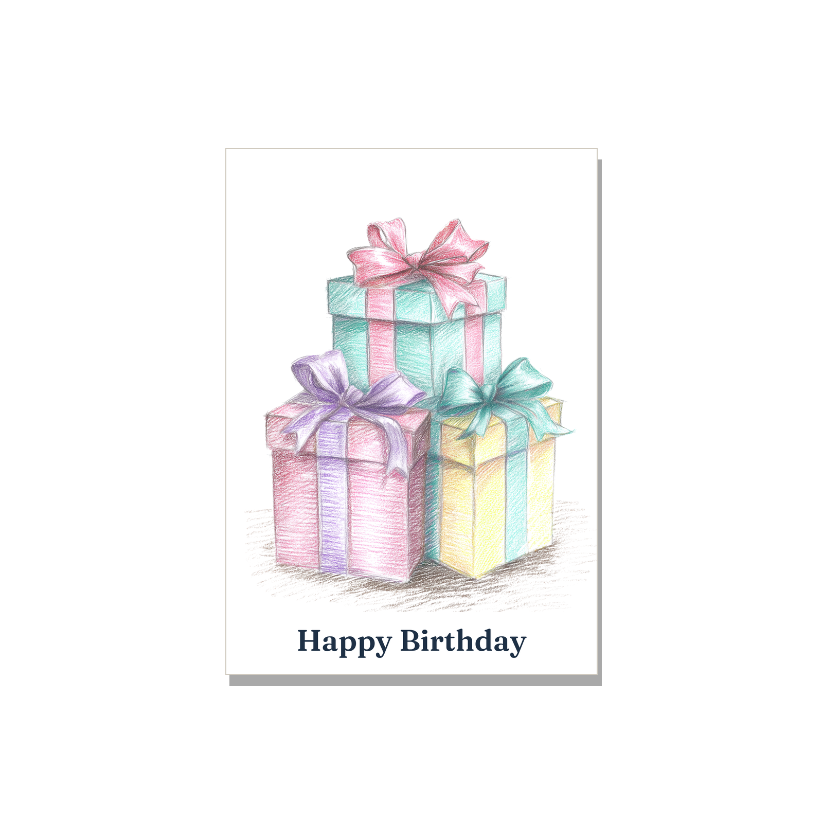 Birthday greeting card - Gift Boxes in Colored Pencil, blank inside