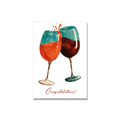 Wine Glasses Congratulations Card in Gouache